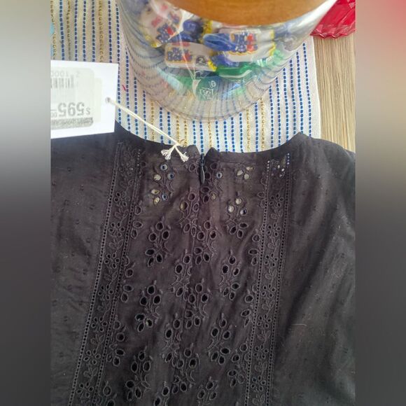 Ulla Johnson Bea Black  Midi Dress Embroidered  Ruffles Sleeve Sz 8 NWT - Picture 14 of 17